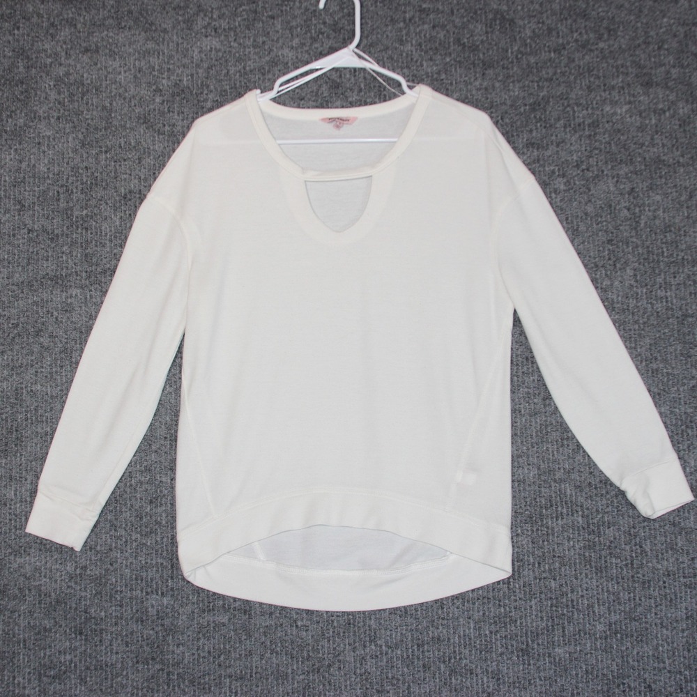 Juicy Couture Womens Small White Long Sleeve Cut Out Neck Pullover Top - Picture 2 of 7